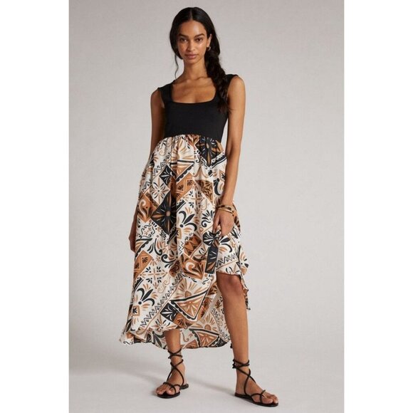 Anthropologie  Print Twofer Boho Sleveless  Women's Midi Dress Size XS - Picture 1 of 8